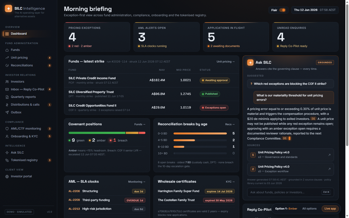Ember preview — SILC dark with orange signals
